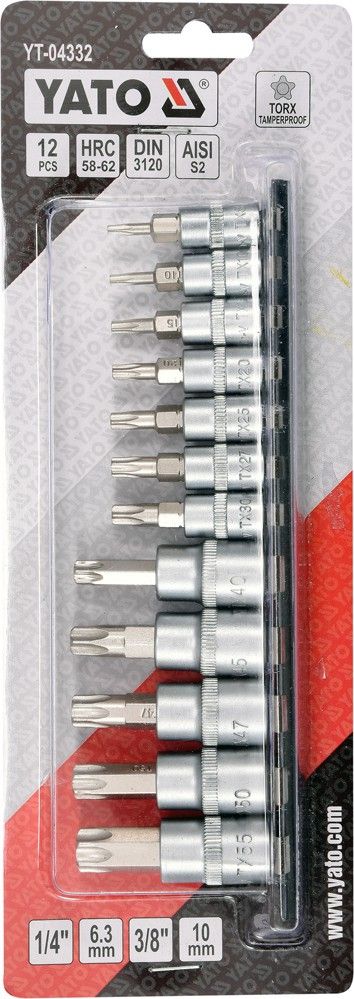 Set 12 biti torx cu gaura (tamperproof) Yato YT-04332 - YT-04332